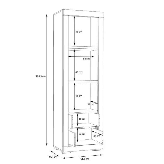 Regał wysoki z 2 szufladami SNOW - biały, chrom - SNWR72-C50