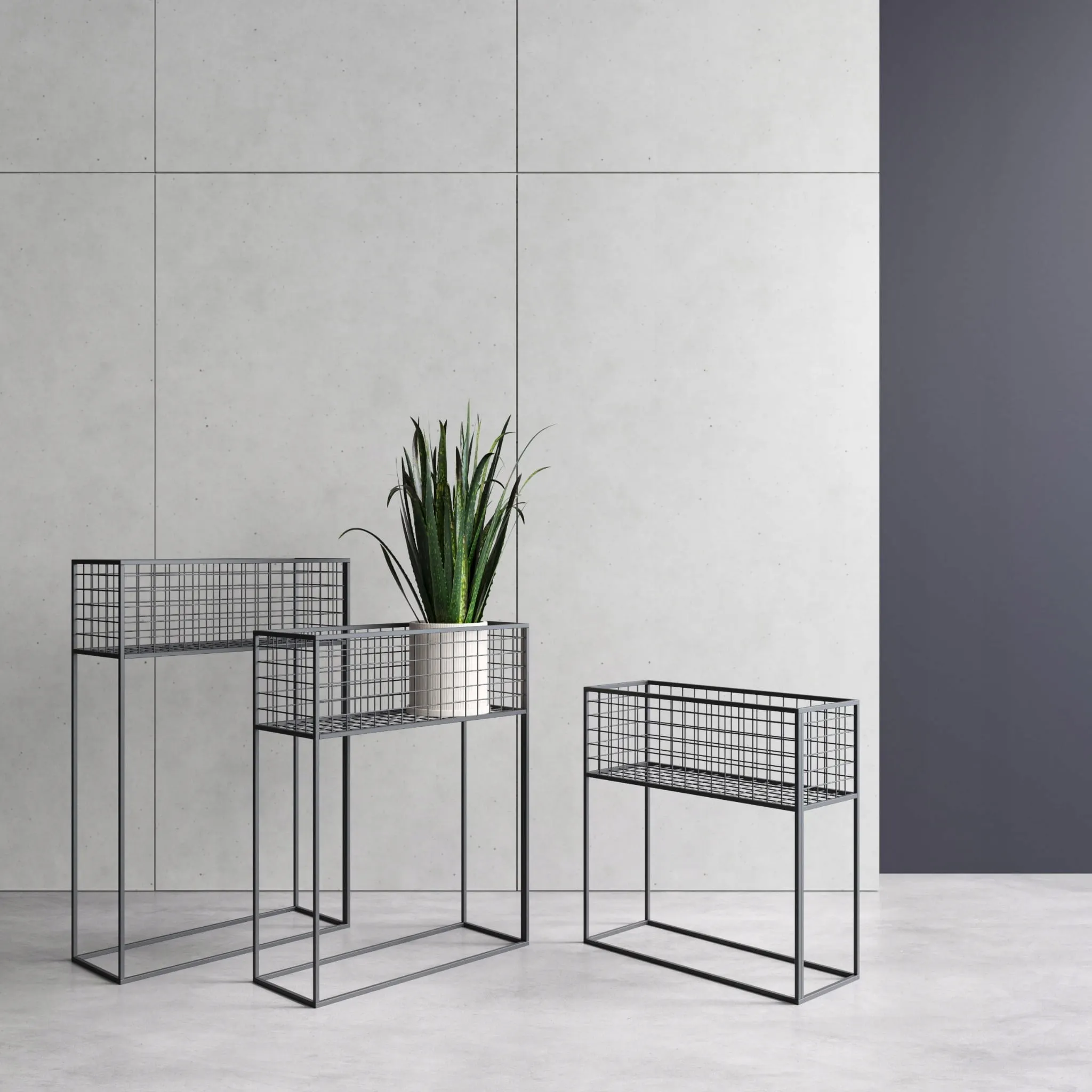 Kwietnik stojący z siatką DAX S czarny - LD_TZ000151