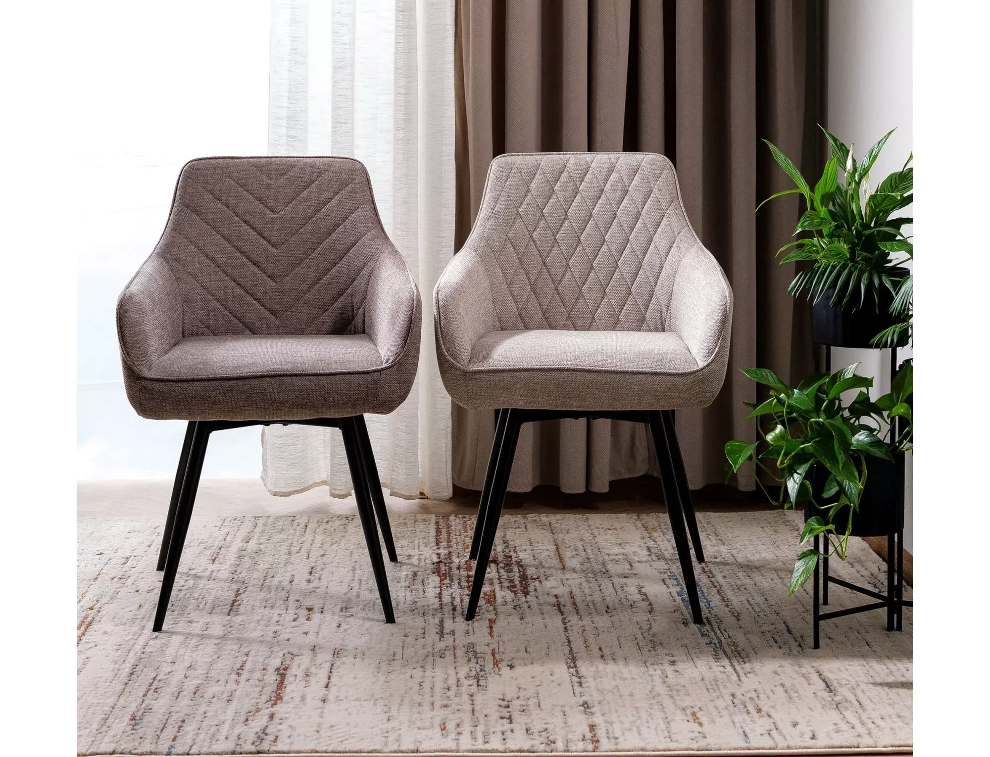 Krzesło obrotowe tapicerowane SERVIO BREGO 34 pikowane beżowy czarne nogi - SERVIOBRCBE