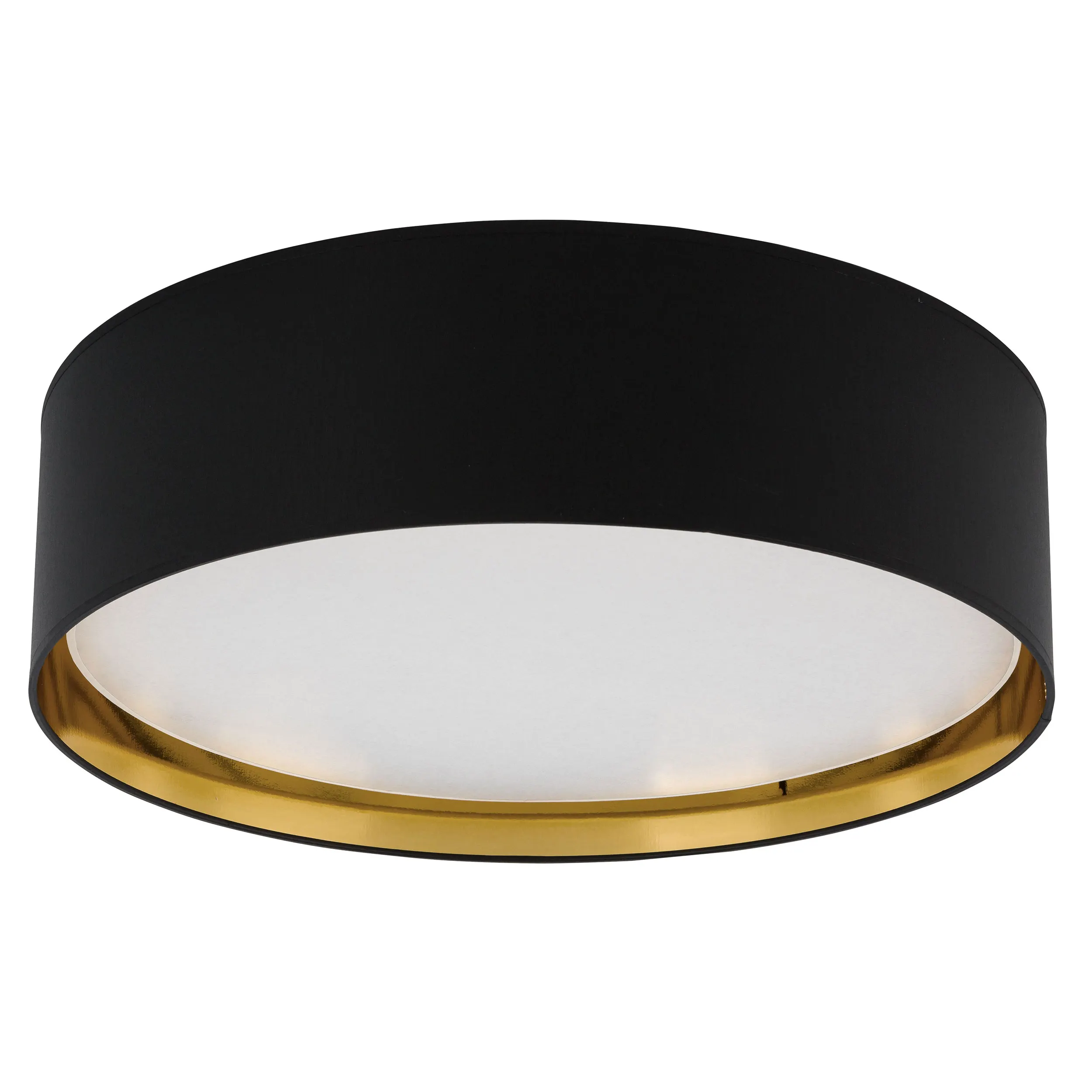 Lampa sufitowa BILBAO czarna złota wewnątrz biały klosz okrągła 60x17cm