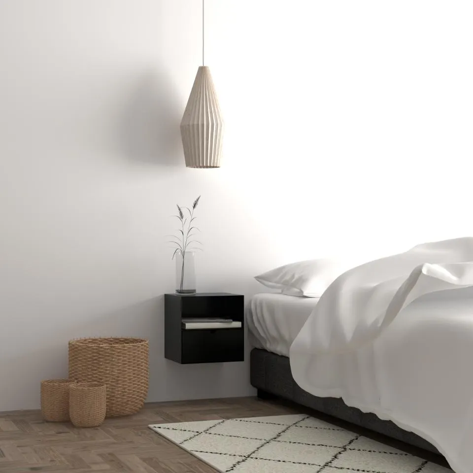 Szafka nocna wisząca z 1 szufladą TELIA 30x25x30 cm Czarny — zdjęcie 13