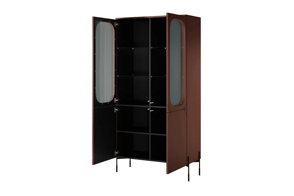 Witryna 4-drzwiowa SONATIA 100 - czerwona ceglana - czarne nogi - B_149164