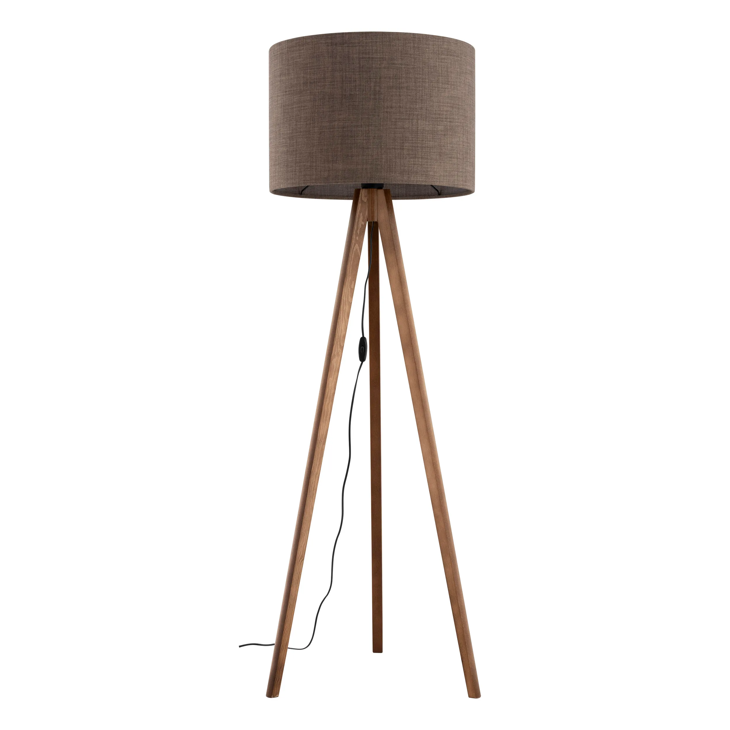 Lampa podłogowa GRAND nogi ciemny orzech brązowy okrągły abażur 145x50cm