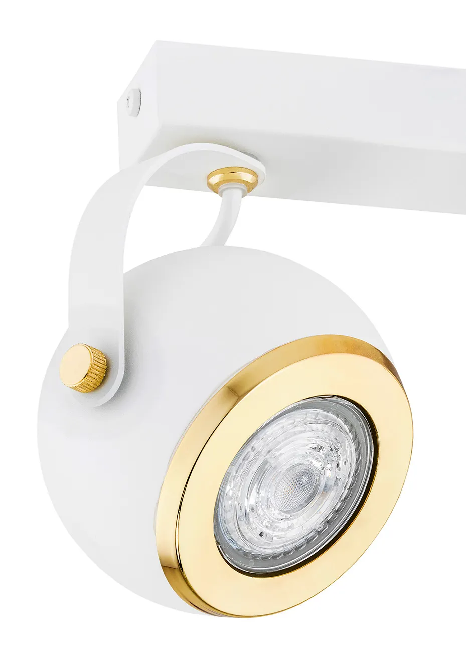 Plafon KOS PLUS metalowy biały mosiądz regulowany 34cm - 7038