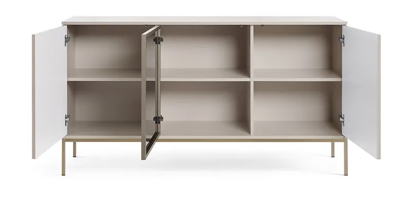 Komoda z przeszkleniem i oświetleniem SENTO K154 1 pkt. LED cashmere - SENTO_K154_CASHMERE