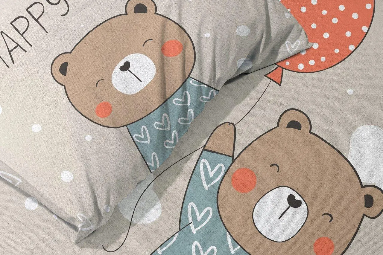 Pościel komplet dla dzieci PRZYTULAKI 026 bawełna 100X135+40X60 MIŚ BALONIK wielokolorowy - FARO_30828