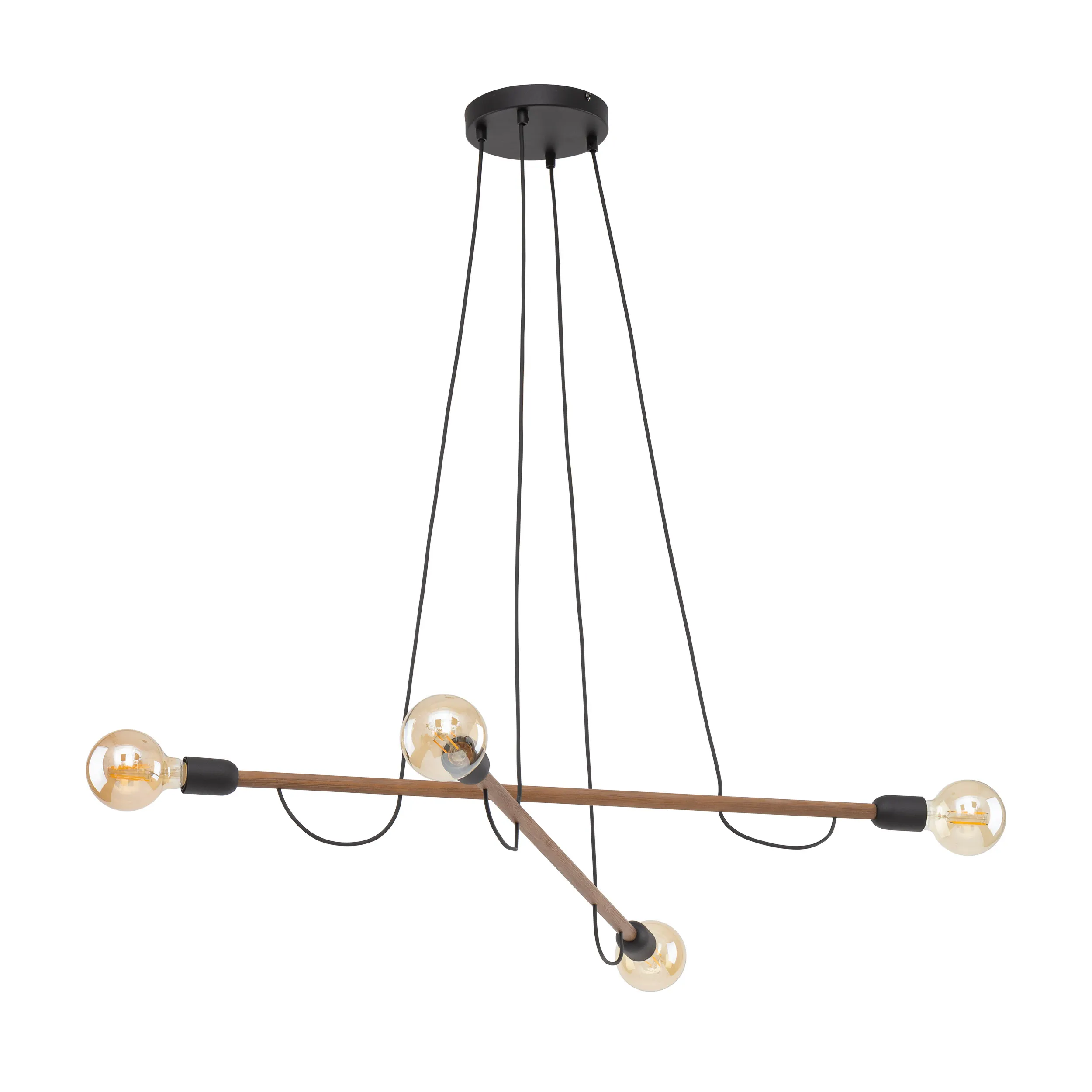 Lampa wisząca HELIX czarna z ciemnymi drewnianymi poprzeczkami z orzecha 130x93cm