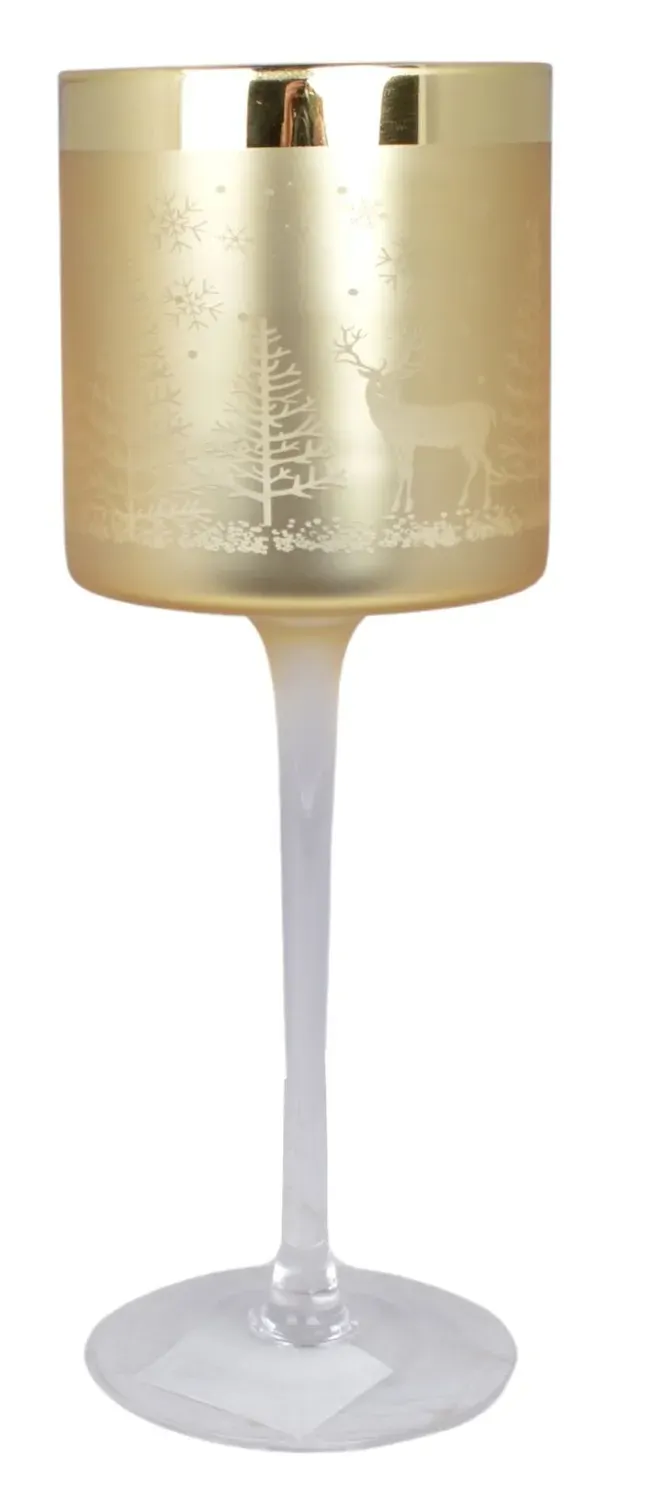 Kielich SZKLANY niski złoty