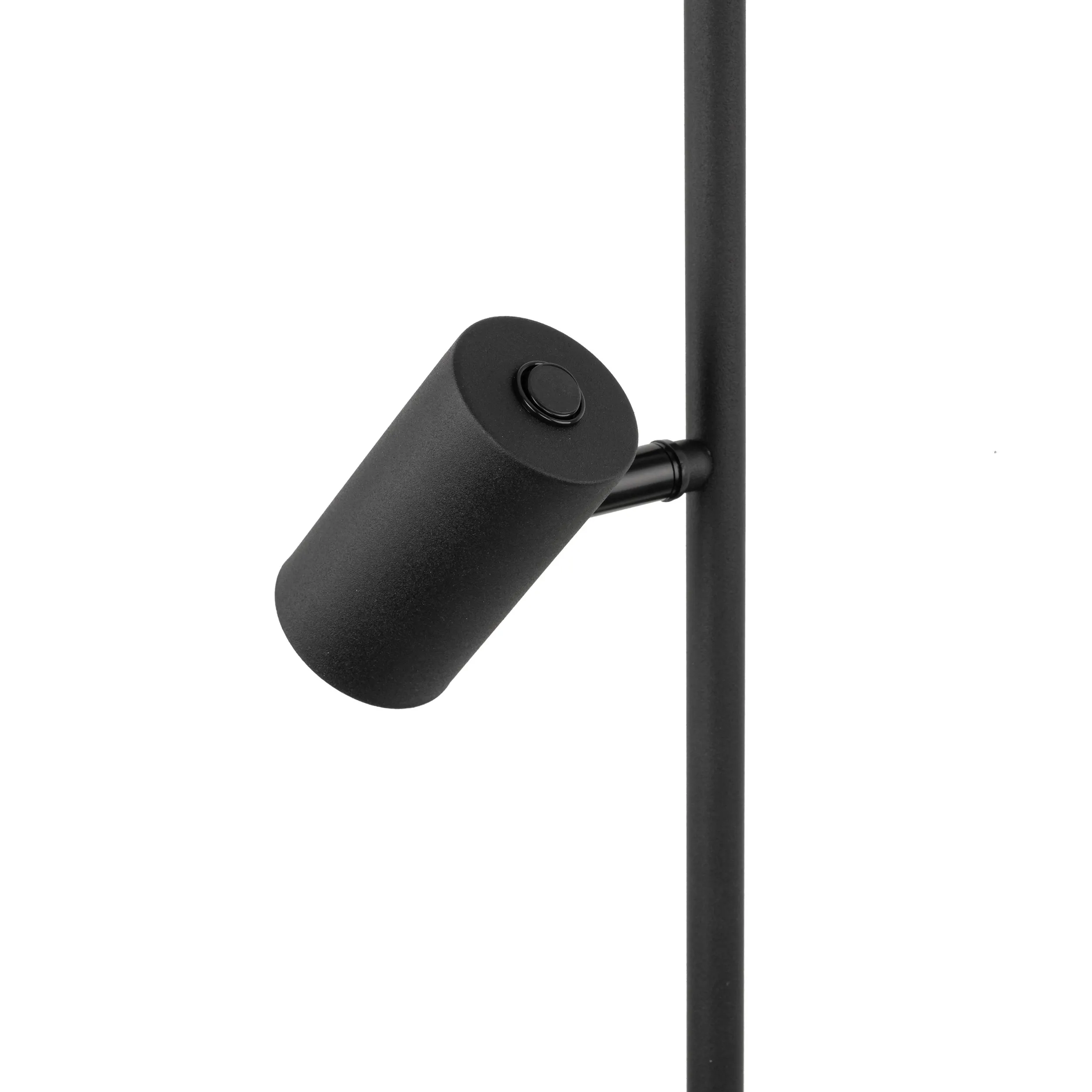 Lampa podłogowa VOX czarna z dwoma białymi okrągłymi szklanymi kloszami i lampką regulowaną do czytania z włącznikiem 172x30cm - TK_16063