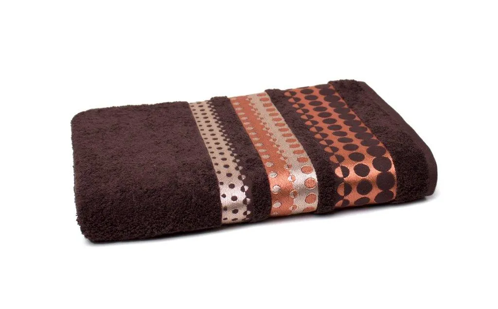 Ręcznik frotte SILVER 70X140 żakardowy z haftem brązowy Wystrój domu, Ręcznik kąpielowy, Ręcznik