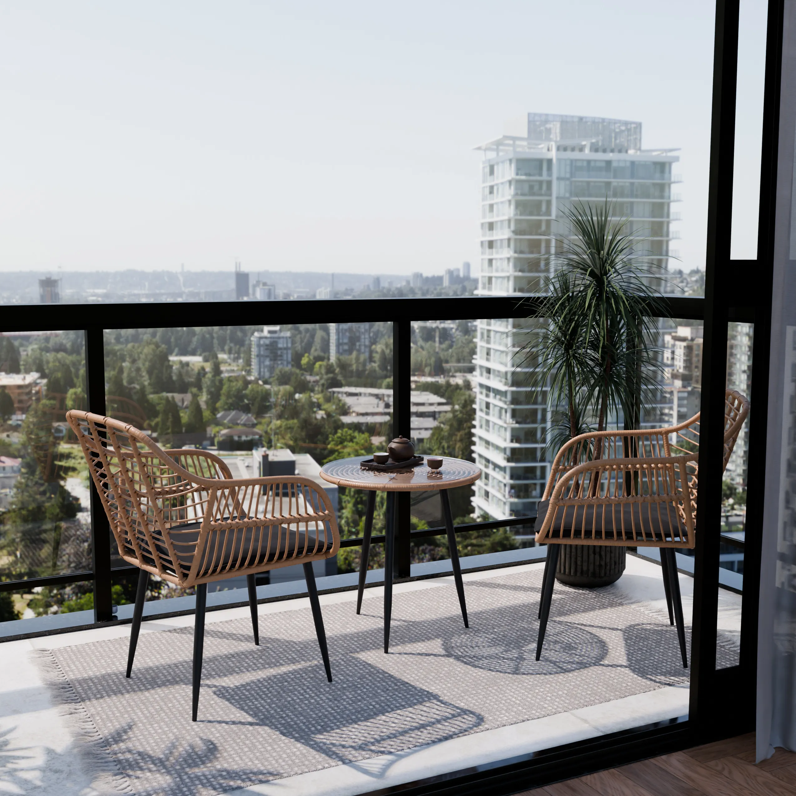 Zestaw ogrodowy na balkon i taras WEBBY 3-set technorattan czarny Zenjoy - WEBBY_CZARNY