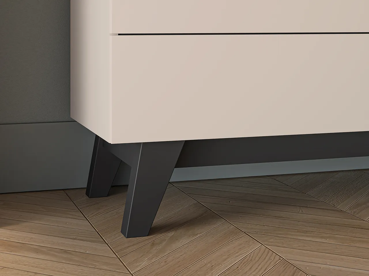 Szafka RTV z szufladami i półkami FRESHION 160 cm beżowo-czarna - 1FRES05-001