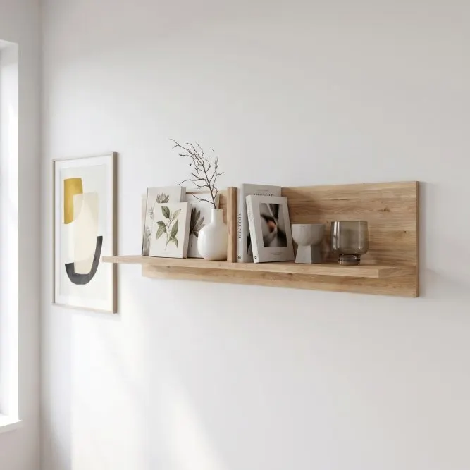 image regał ścienny, półka drewniana, minimalistyczny, dekoracyjny, sztuka wisząca