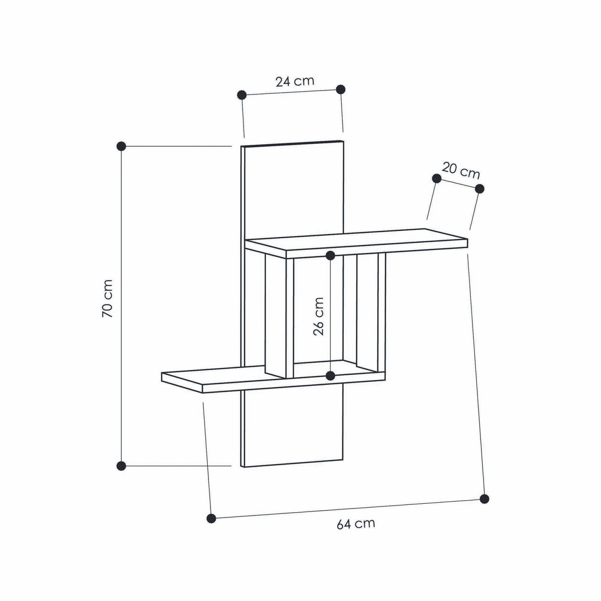 Półka ścienna z panelem MILL dąb sonoma - ASI_776HMS1606