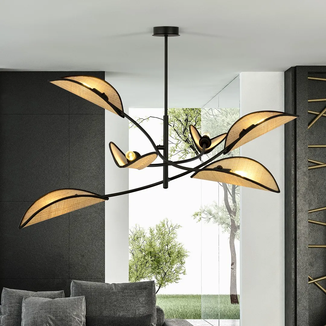 Lampa wisząca LOTUS 6 czarny brazowy — zdjęcie 5