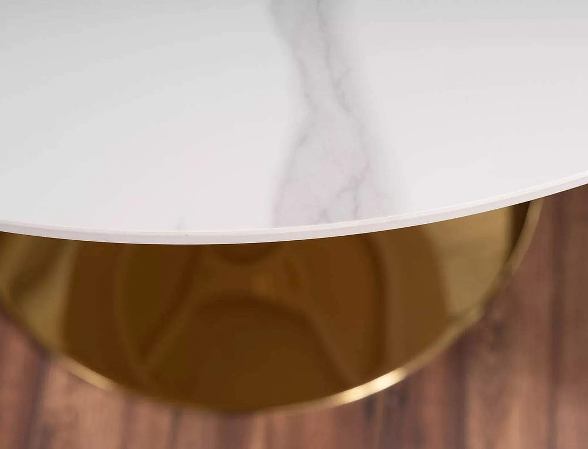 Stół okrągły ESPERO 90 cm biały efekt marmuru/złota podstawa - ESPEROCZL90