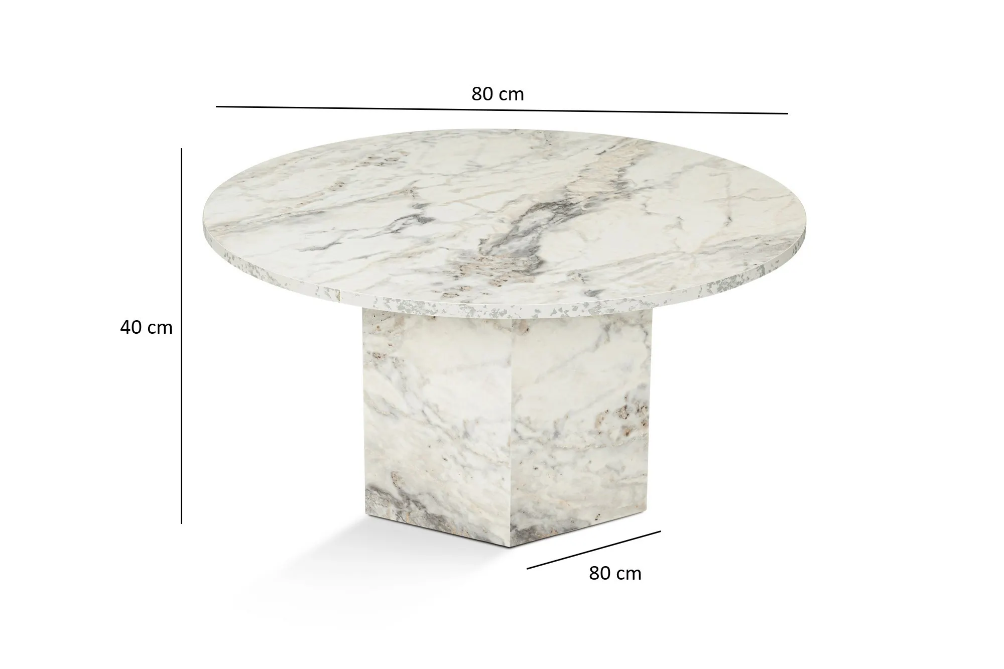 Stolik kawowy okrągły NOVA 80x80 biały efekt marmuru - ASI_262ARD1103