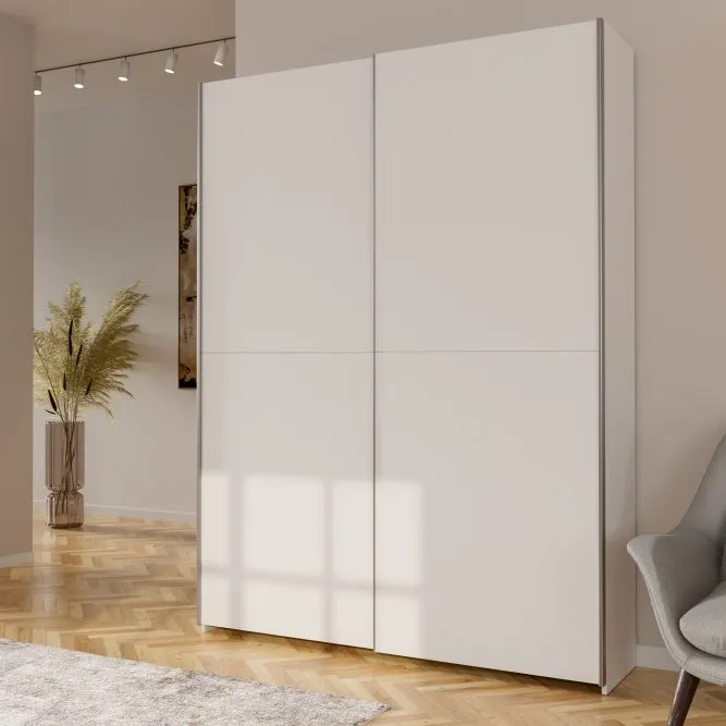 Szafa 2-drzwiowa HOME NOOK drążek i półki drzwi przesuwne 150cm biała - HMNS72231-120