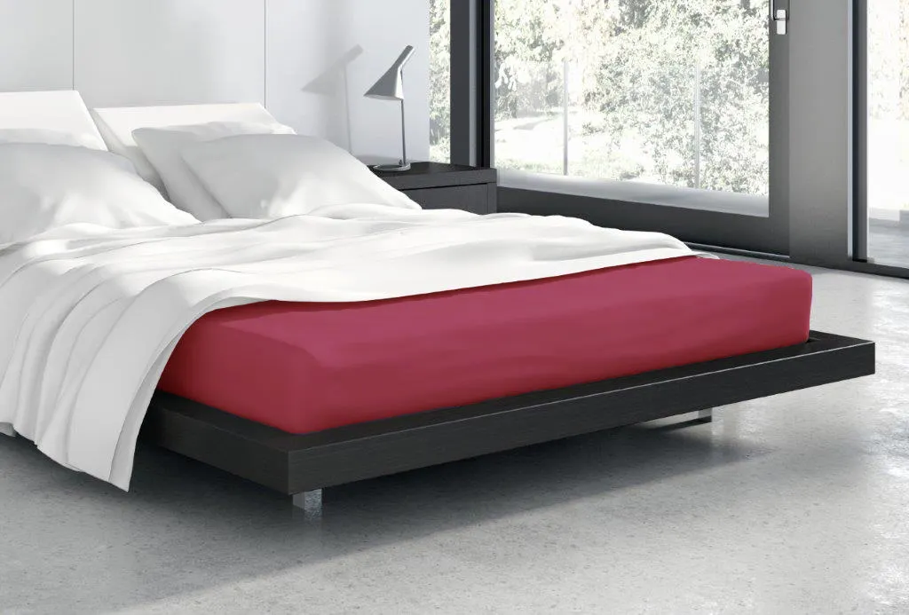 Prześcieradło frotte z gumką VANILLE 90X200+25 bawełna 80% bordowy - FARO_20527