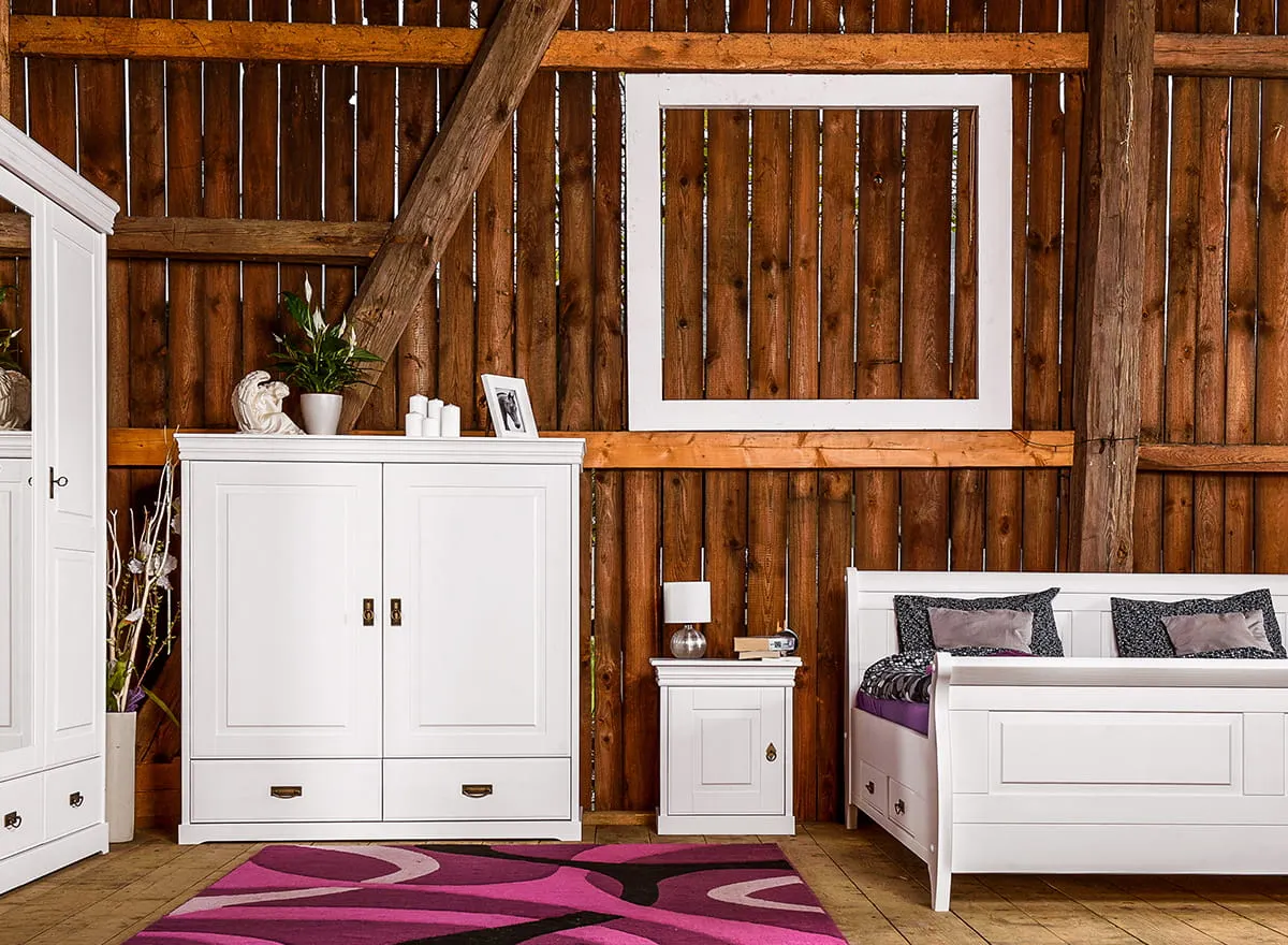 Bieliźniarka 2-drzwiowa z 2 szufladami sosnowa Toskania Biała - PL2015B