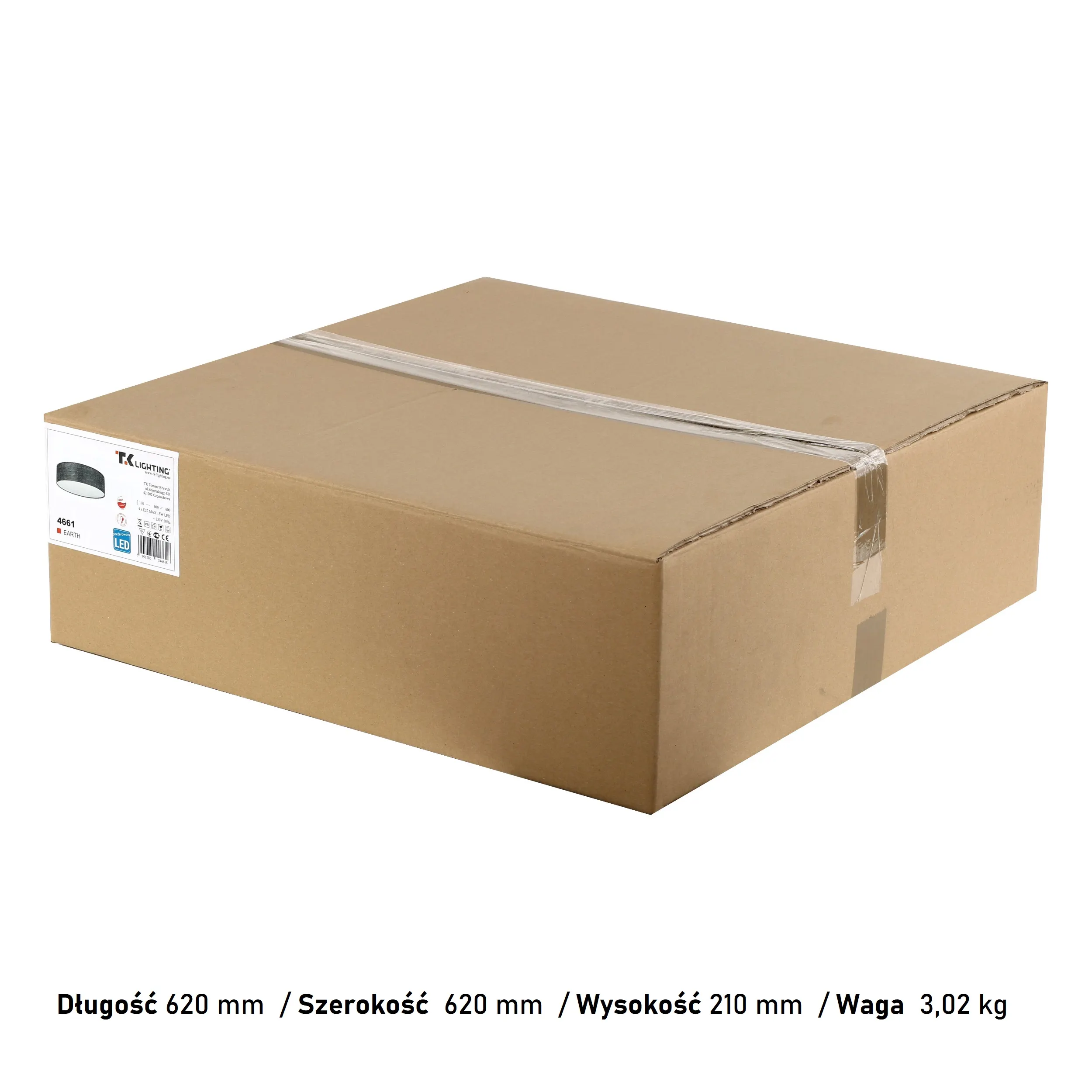 Lampa sufitowa EARTH szara z tkaniny biały klosz 60x17cm - TK_4661