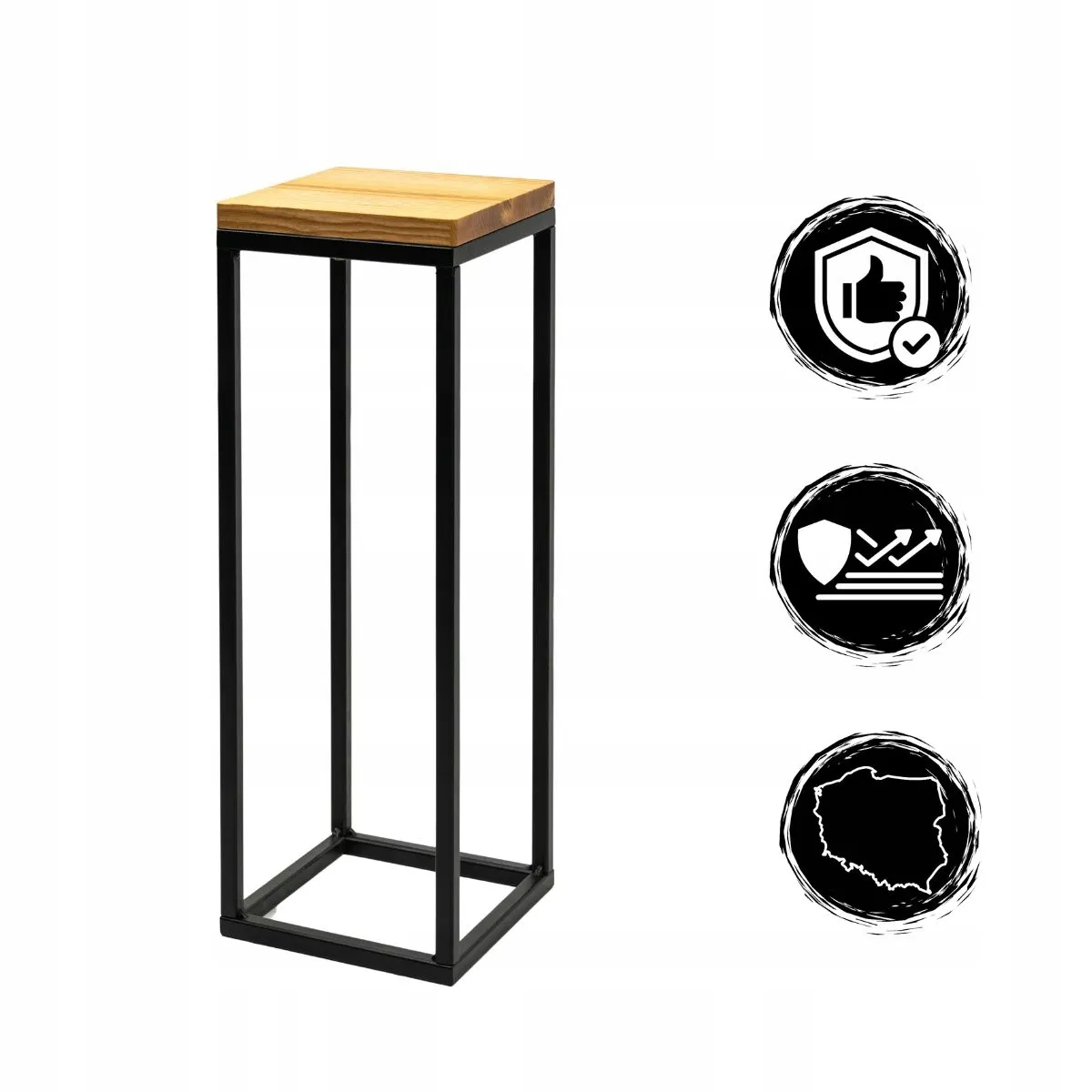 Kwietnik stojący LAVAL S metal drewno czarny naturalny - LD_TZ000043