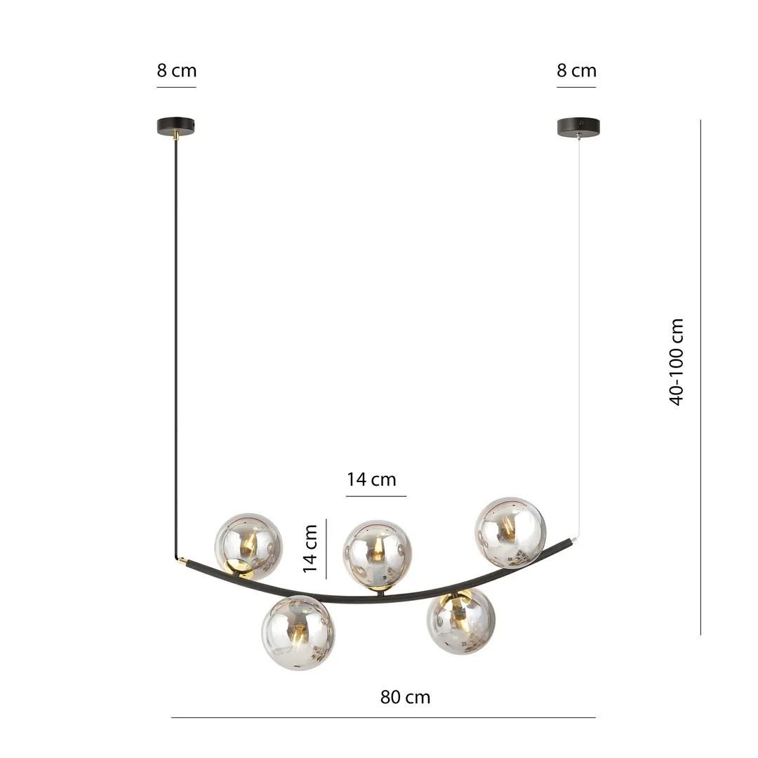 Lampa wisząca RITZ 5 czarny złoty grafit — zdjęcie 4