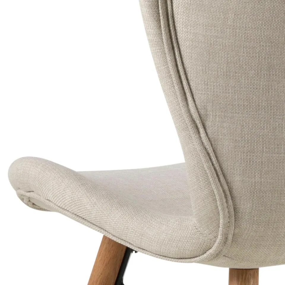 Krzesło tapicerowane DOREN Beżowy, Dąb olejowany ( zestaw 2 sztuk ) - H000018249