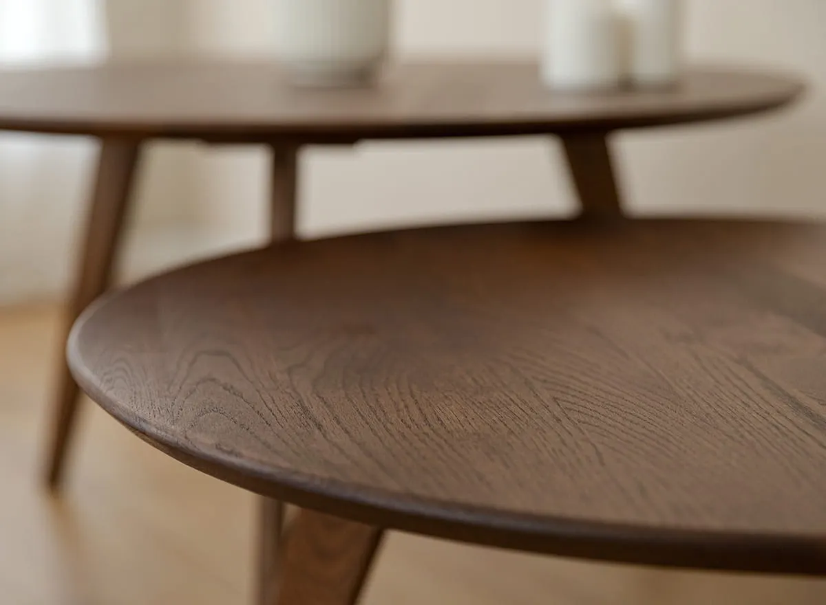 Stolik kawowy dębowy ORBETELLO okrągły 70 cm tabacco - 3SORB58T