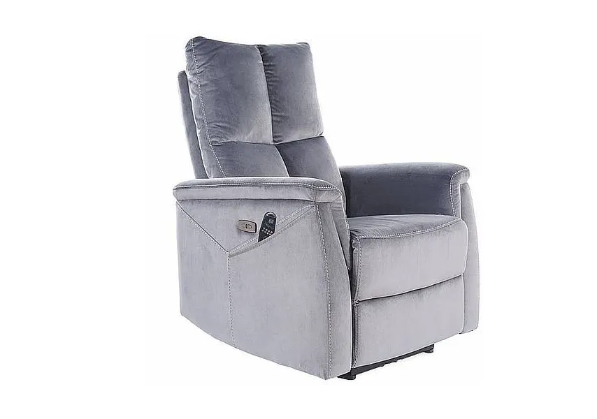 Fotel rozkładany NEPTUN M (funkcja masażui podgrzewania) VELVET szary 14