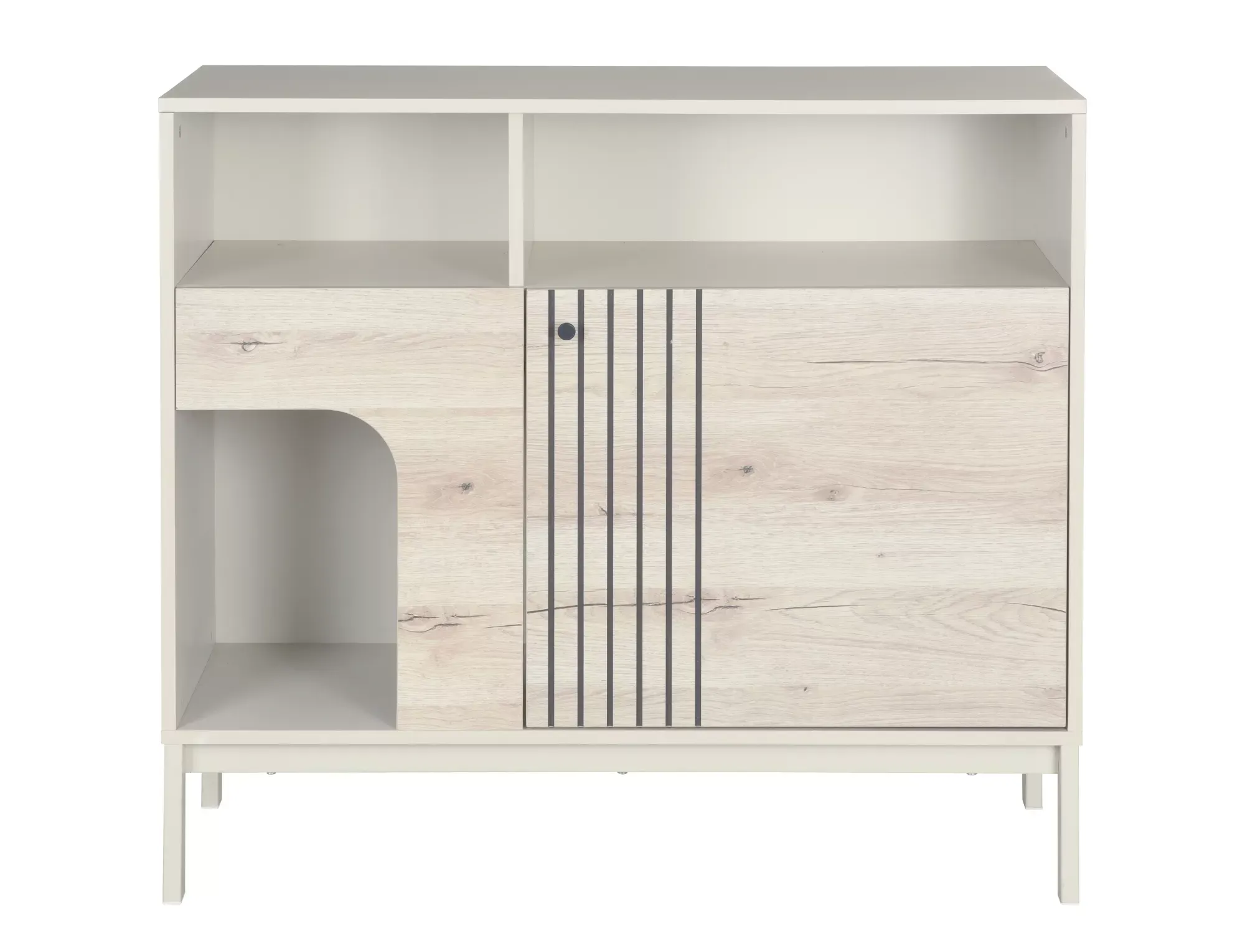 Komoda FROST K3 z półkami 100 cm dąb alpejski/złamana biel - FROSTK3