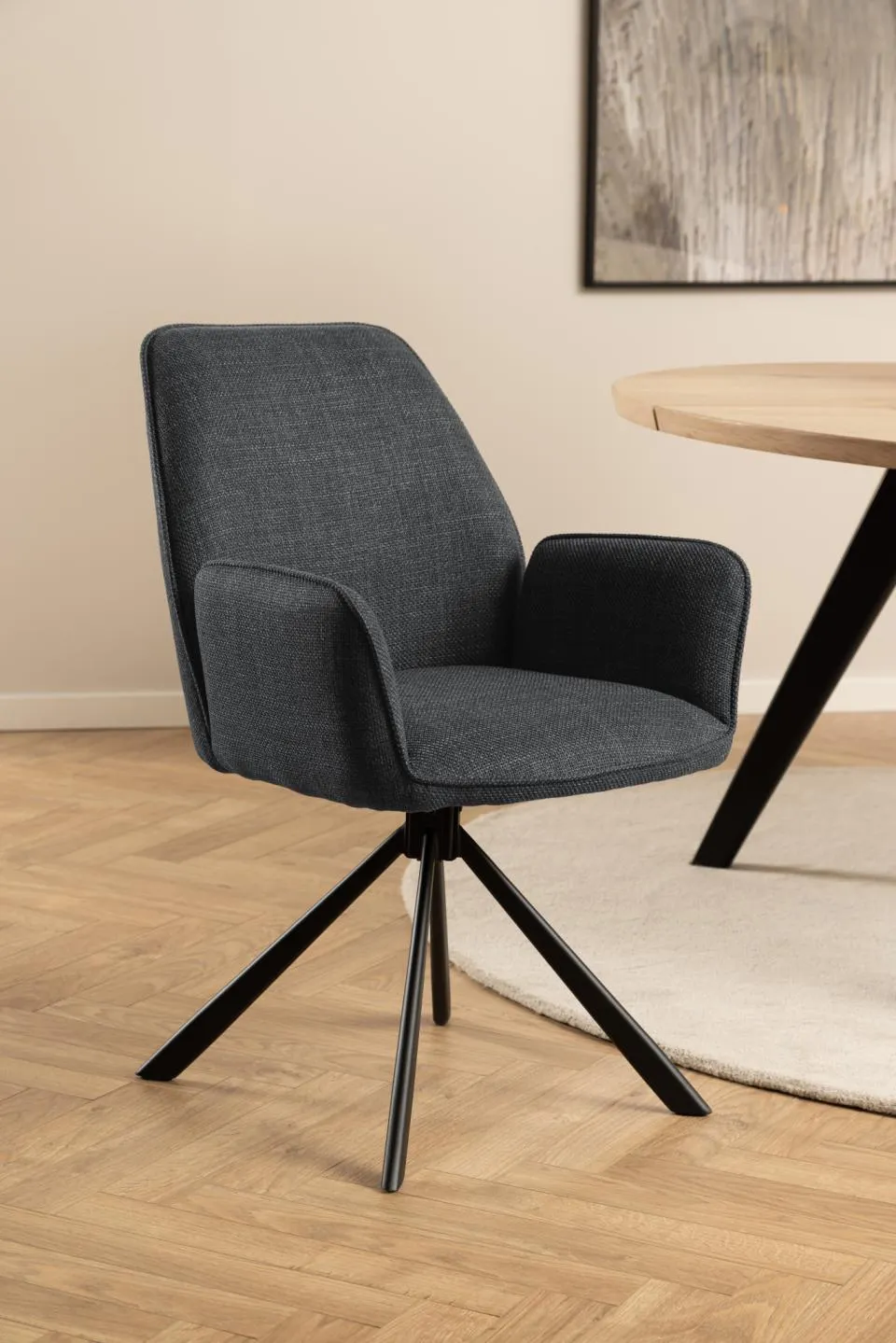 Krzesło obrotowe z podłokietnikami DOMINO Ciemnoszary, Czarny ( zestaw 2 sztuk ) - 0000103738