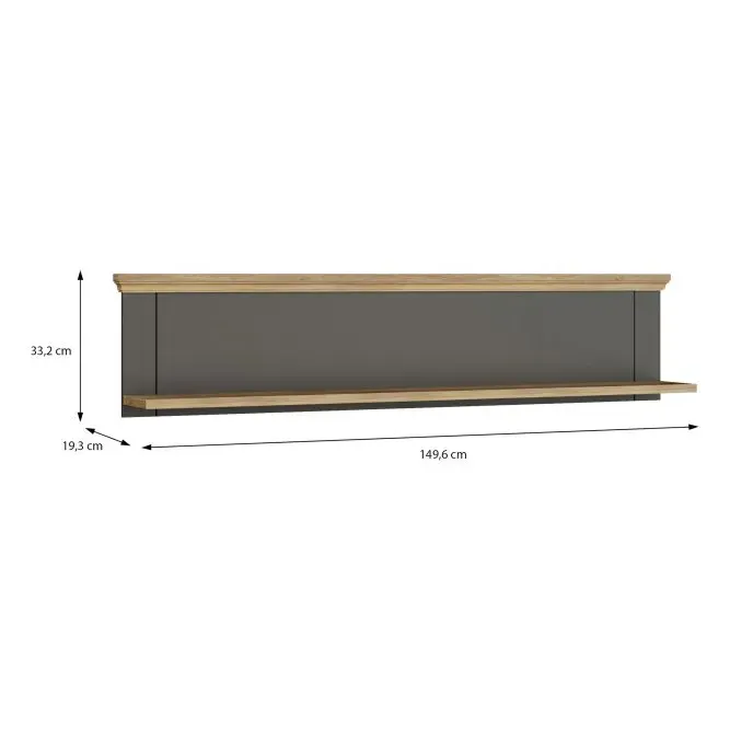 Półka wisząca PONTYPOOL 150 cm Dąb Mauvella Uni Wolfram szary - PNTB02-Q243