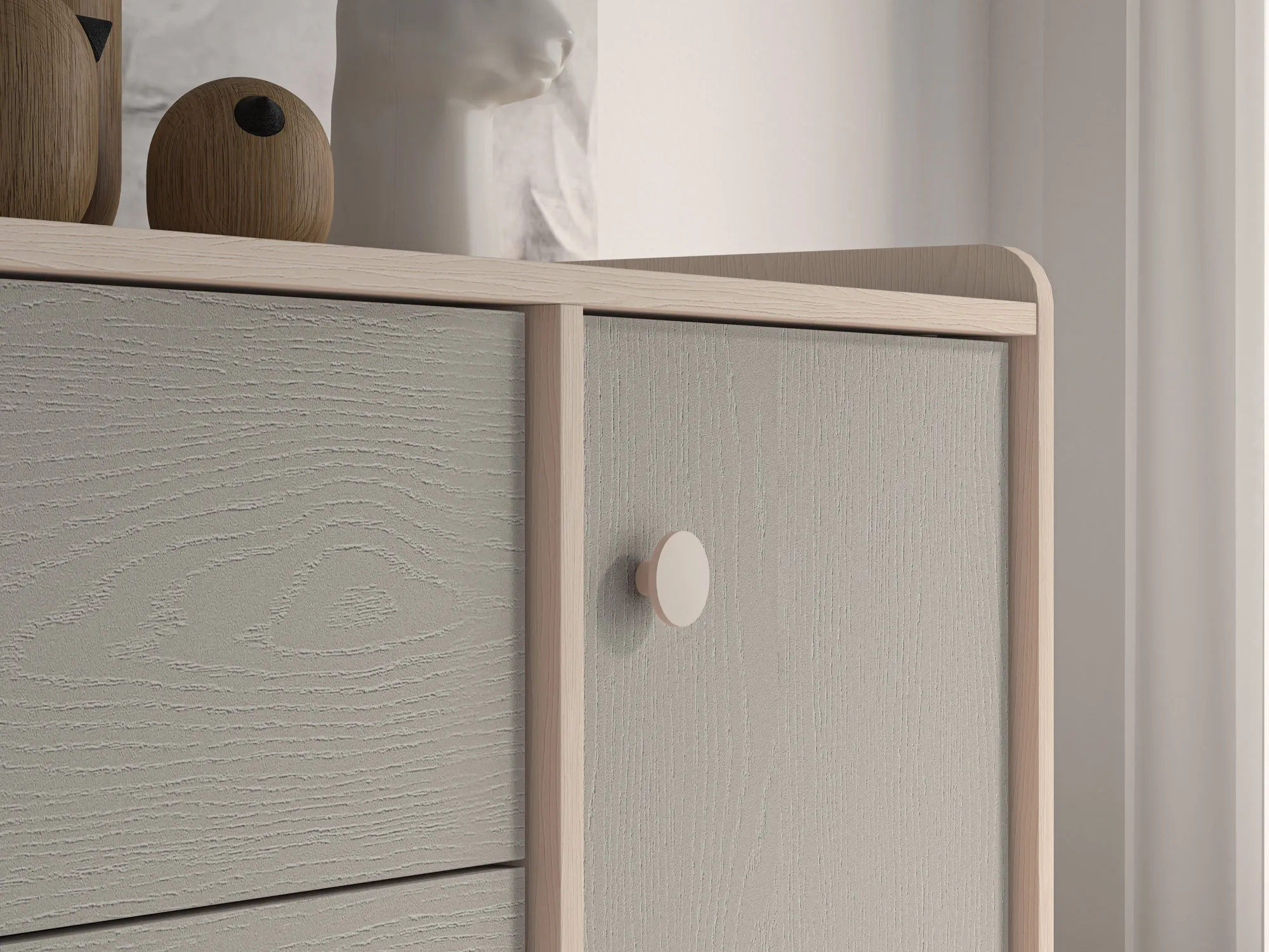 Komoda 1-drzwiowa z 3 szufladami MEVEL 05 piasek pustyni, szary pallad - 1MEVE05-002