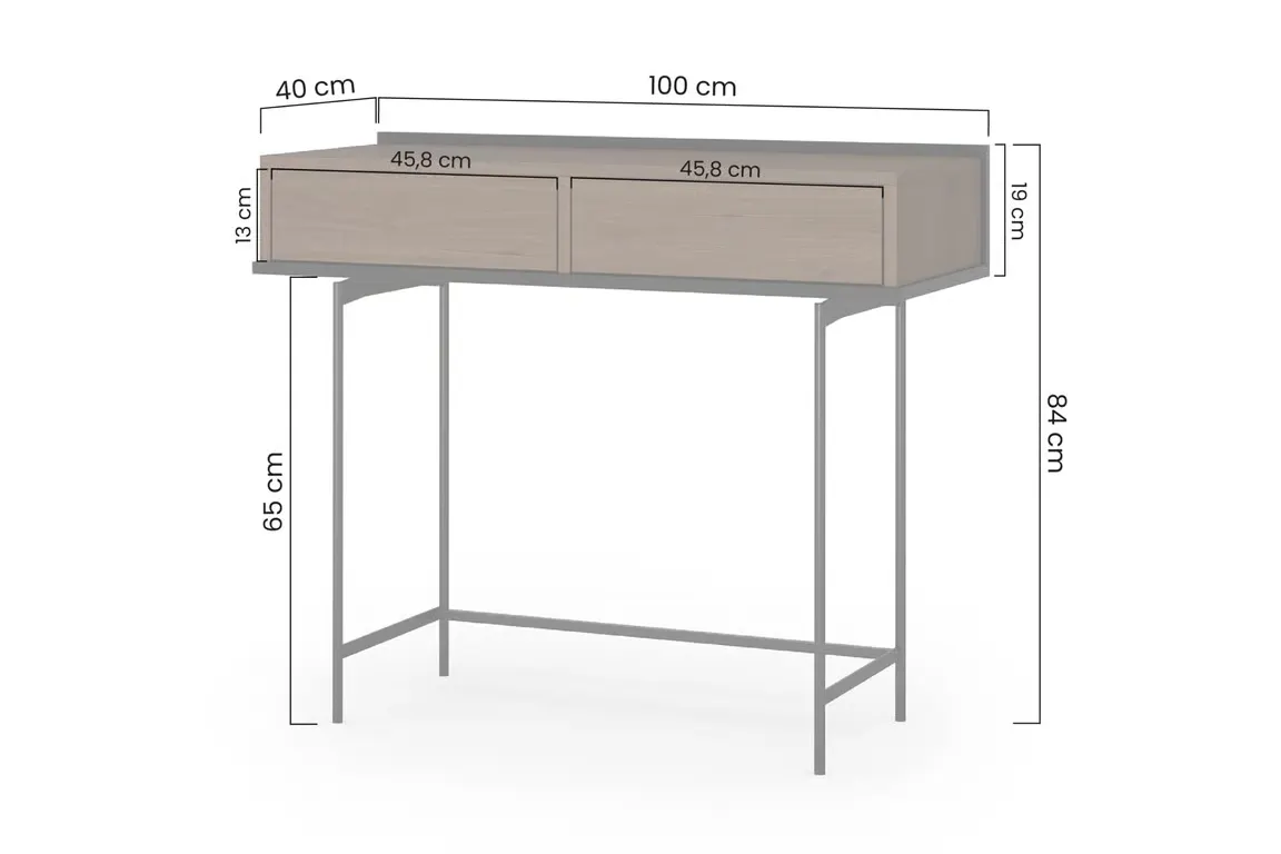Konsola z 2 szufladami ZENAR 100 cm orzech elegant czarny — zdjęcie 7
