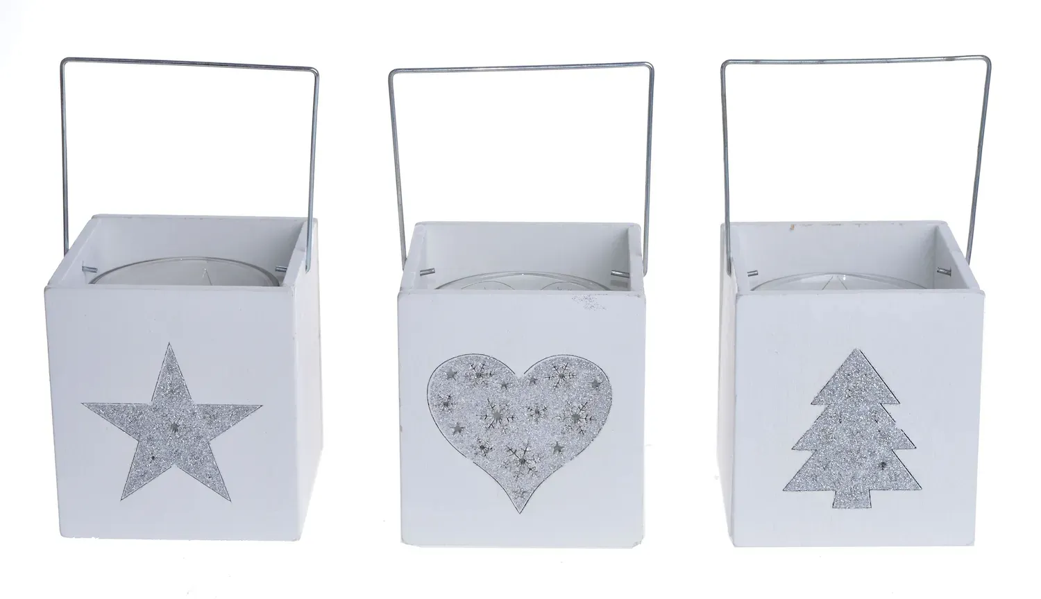 Świecznik drewniany 3 sztuki białe