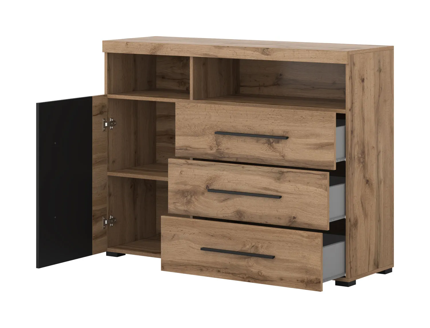 Komoda 1-drzwiowa z szufladami ROGER 1D3S dąb wotan - 22N2ZH47