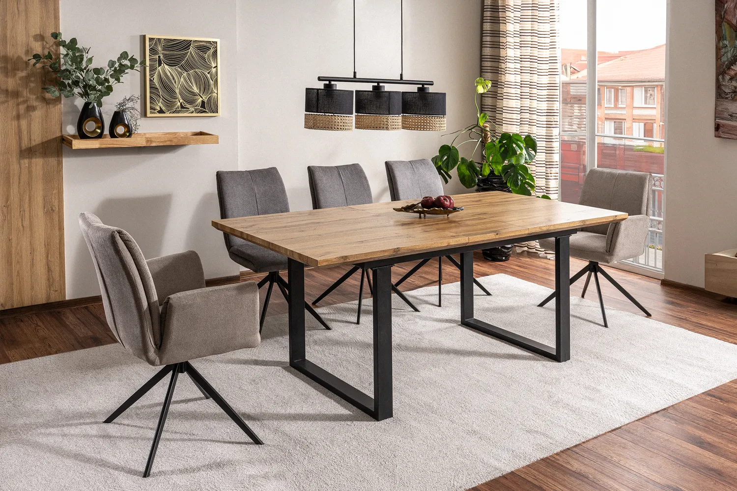 STÓŁ UMBERTO II DĄB ARTISAN/CZARNY 160(240)X90 - UMBERTOIIDAC160