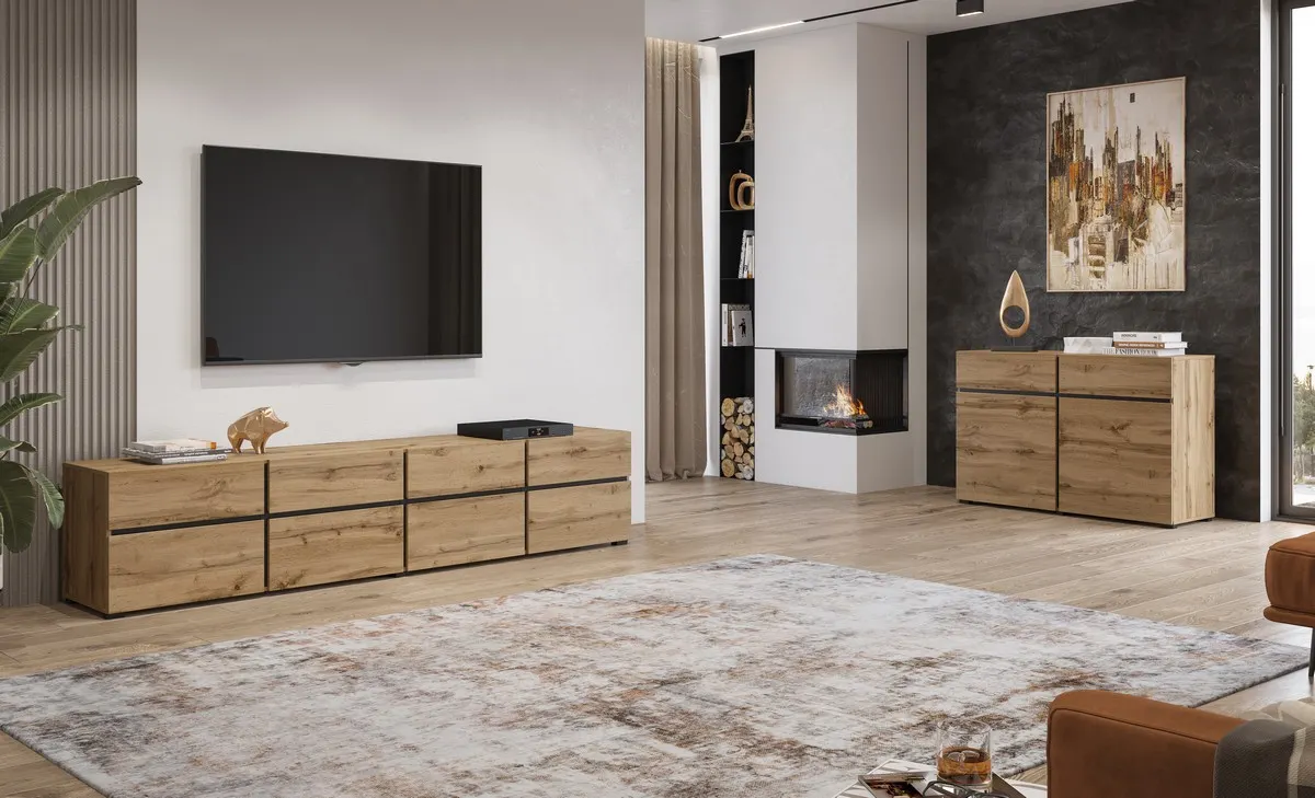 Komoda 2-drzwiowa z szufladami CROSS 120 cm dąb wotan — zdjęcie 7