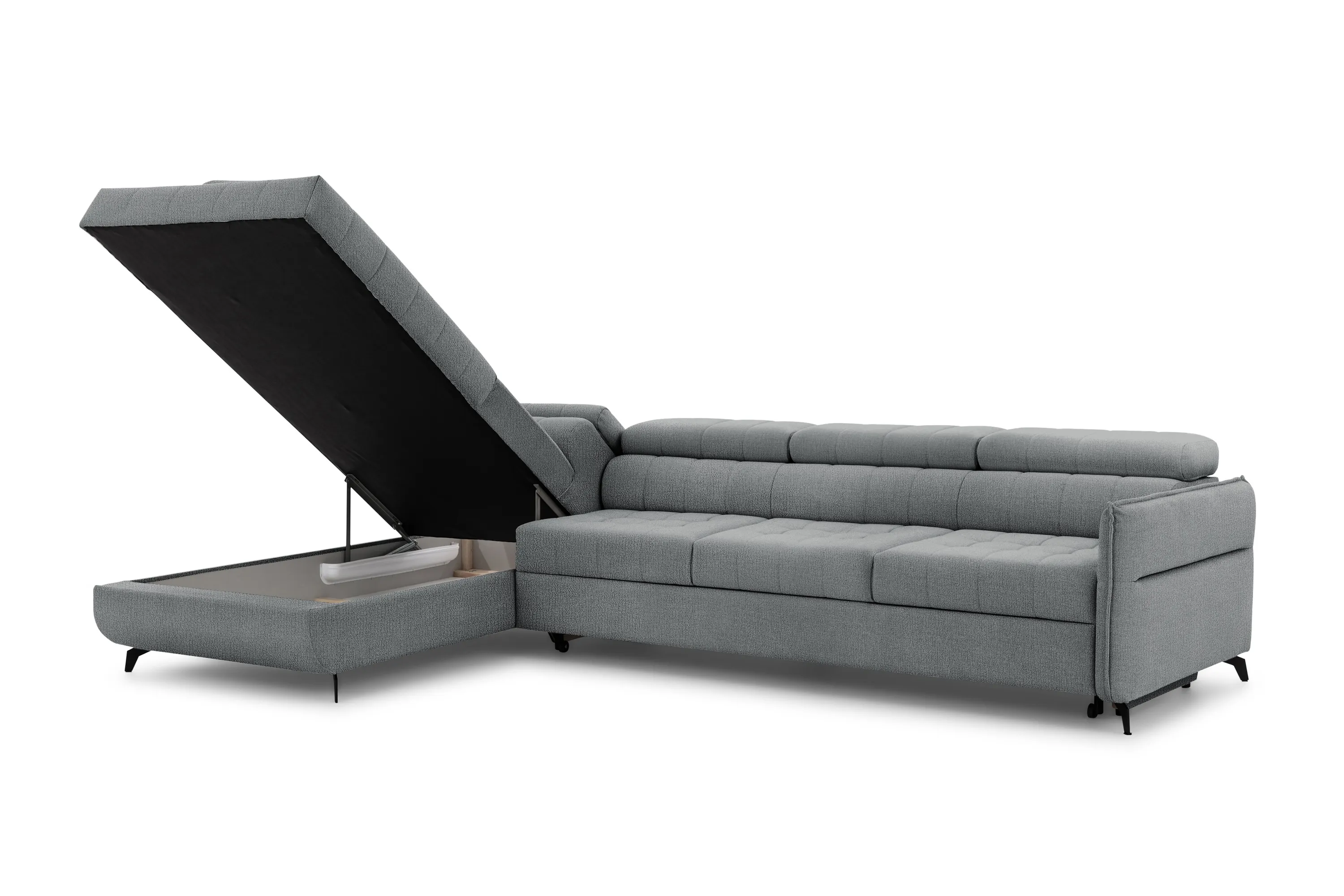 Narożnik lewostronny ELARIAS MAXI regulacja zagłówka i podłokietników tkanina Perfect harmony 85 szary - B_168607