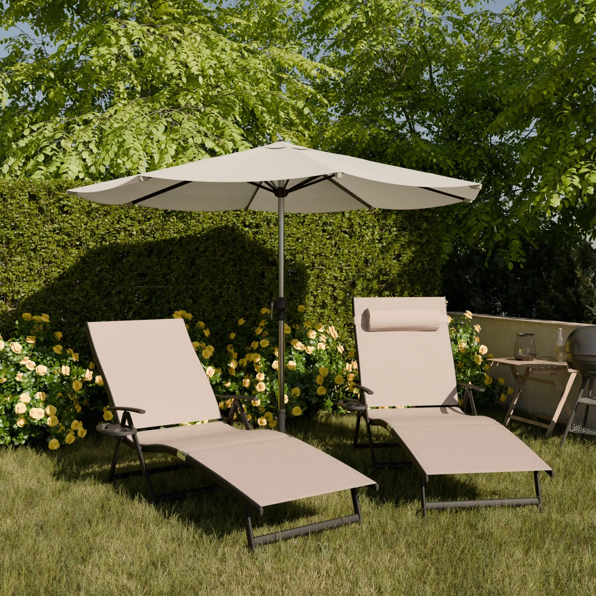 Leżak ogrodowy składany TARDY 182 cm aluminiowy beżowy Zenjoy - TARDY_BEZOWY