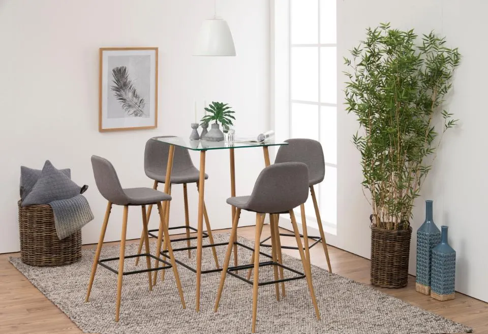 Hoker wysoki SAMANTA Jasnoszary/Efekt drewna - H000016832