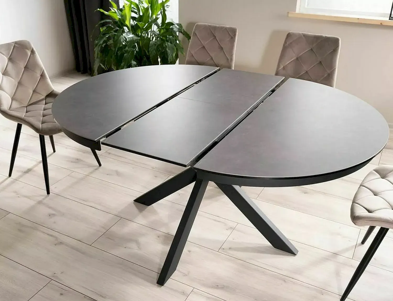 Stół rozkładany PORTO CERAMIC 120x120(160) efekt marmuru ciemnoszary - PORTOCC120