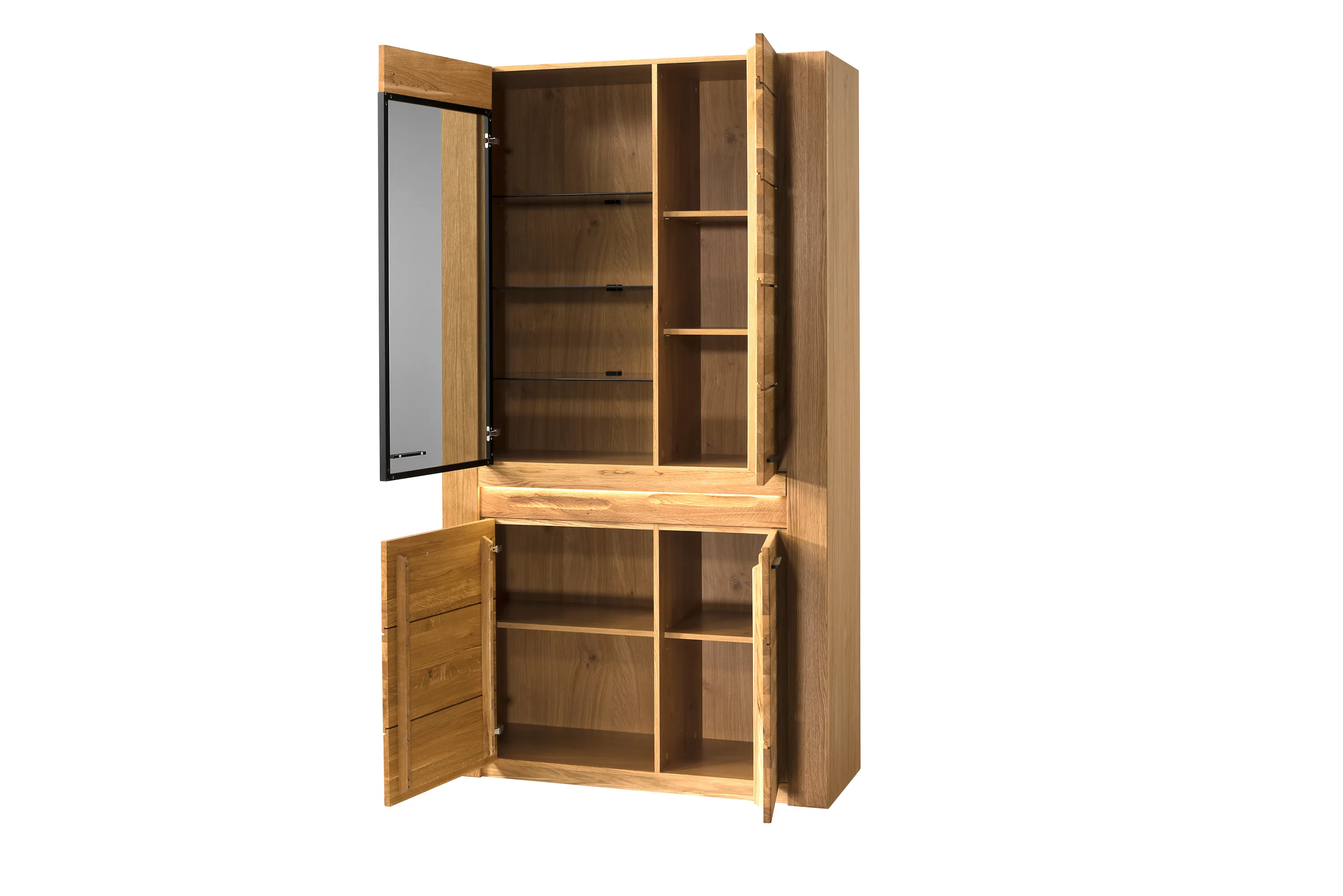 Witryna wysoka 4-drzwiowa VELVET NATURA 12 dąb naturalny grafit 200x110x42cm - TH-100-1687