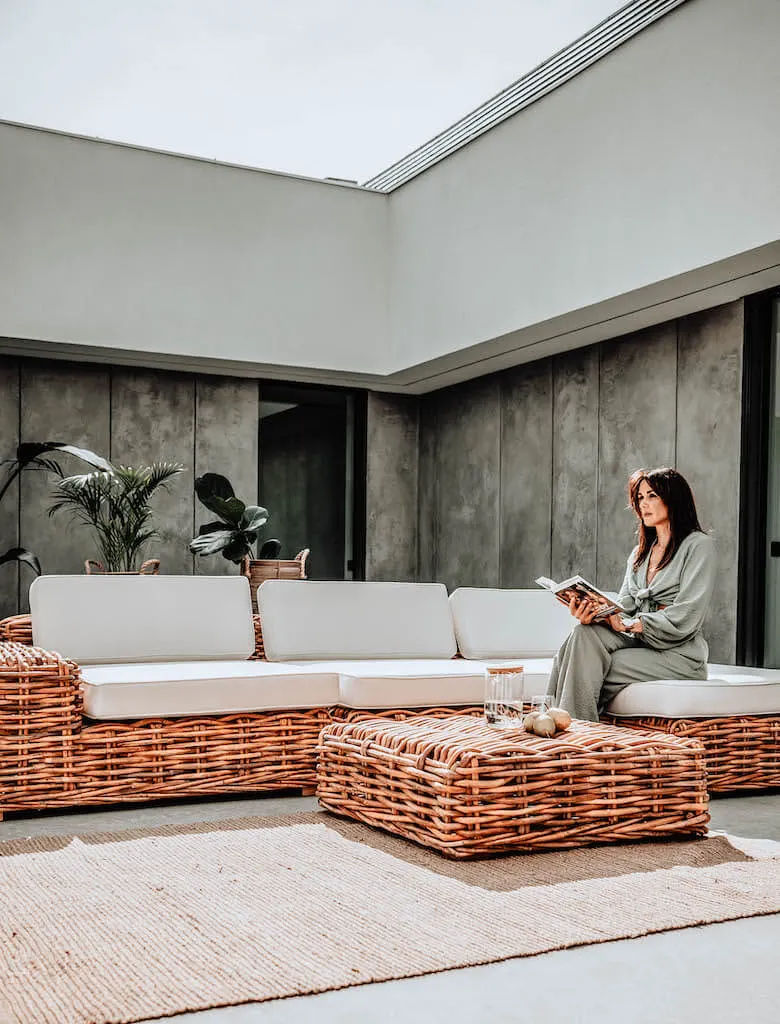 Sofa INKA PRAWA rattanowa 340x200 Naturalny - MNMH5IN