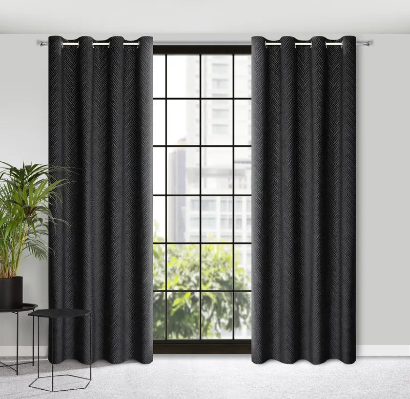 ZASŁONA GOTOWA ISLA 140 X 250 CM CZARNY - EU_386969