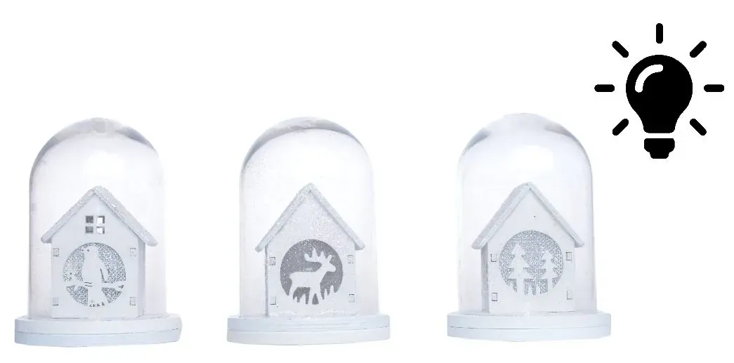 Domek w szkle led 3 sztuki białe