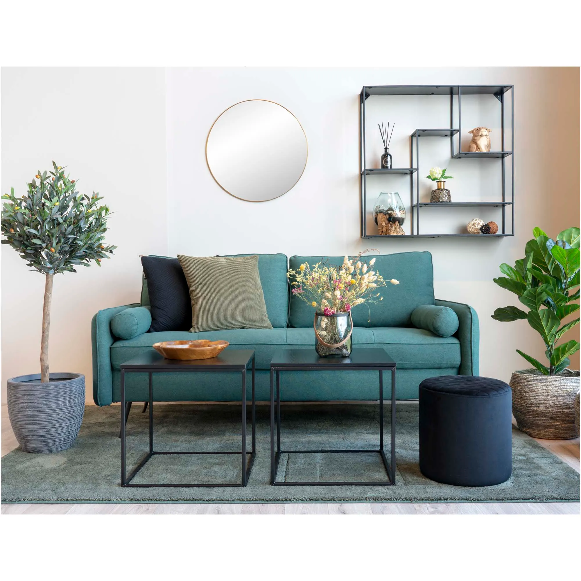 image sofa, living room, teal, cushions, coffee table