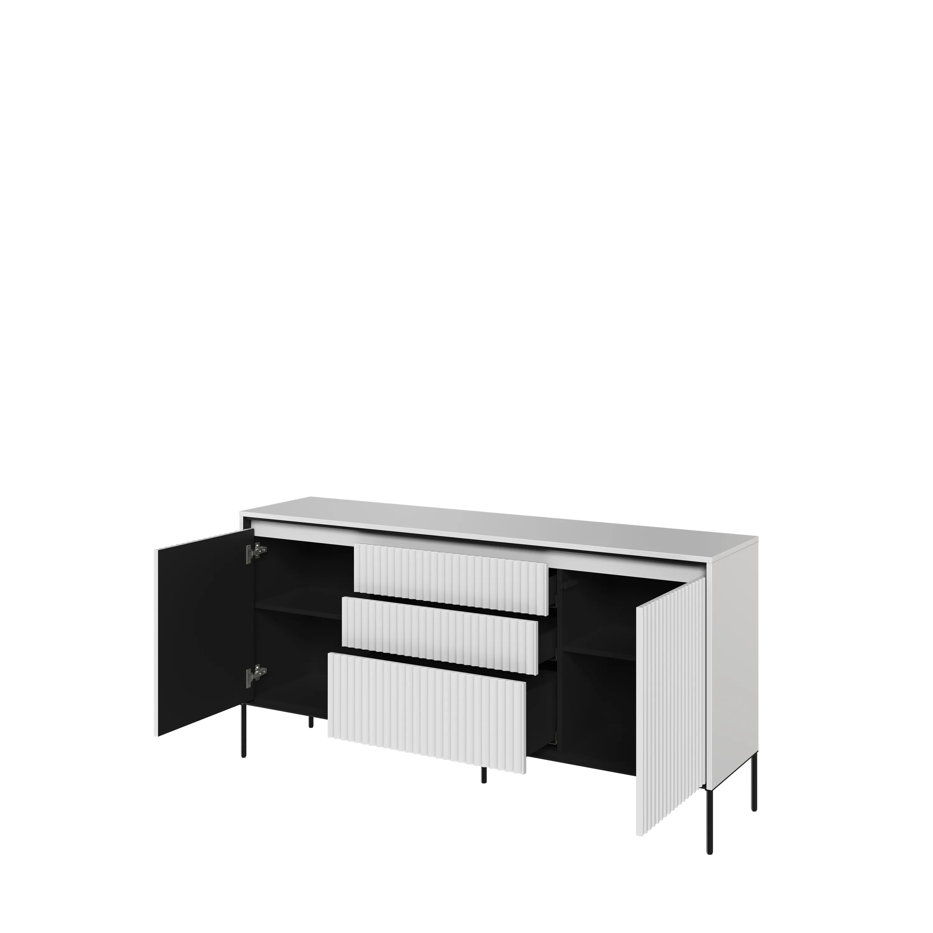 Komoda z oświetleniem TREND TR-01 2D3S ryflowana biały/czarny - TR1BIC-V2