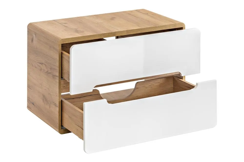 Szafka pod umywalkę z 2 szufladami ARUBA dąb craft, biały 80x53x46cm - ARUBA_WHITE_829-UN-80CM__FSC